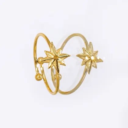 Titanium Steel Real Gold Ring Open Star Ring