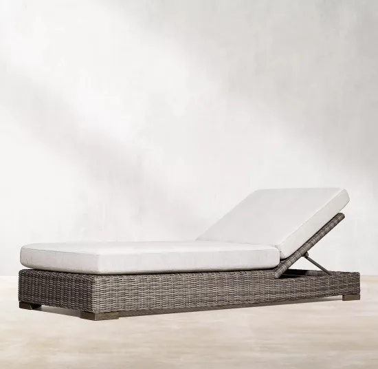 Outdoor Garden Rattan Lounger for Poolside Sunbathing