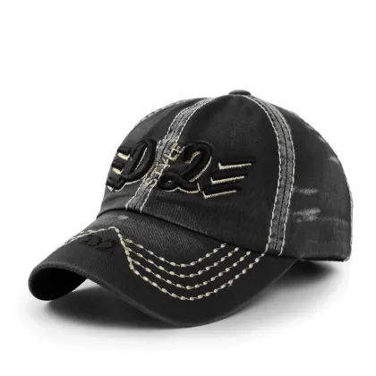 Custom logo distress blank dad hat black