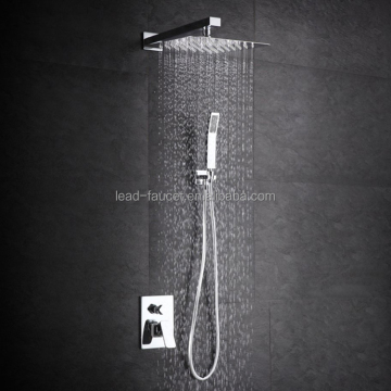 Bathroom Concealed Shower Set: Hot & Cold Waterfall Square Overhead Rain Mixer