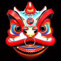 Máscara tradicional do festival de dança do leão chinês