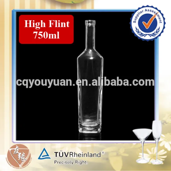 High flint cork top empty 750ml glass bottle of red wine