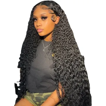 13x4 360 HD Deep Wave Brazilian Human Hair Wig for Black Women: 13x6 Water Wave Lace Front Design