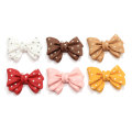 Colorful Bow knot with round White Dots Resin Bead Handmade Art Decor Children Pendants Jewelry Finding