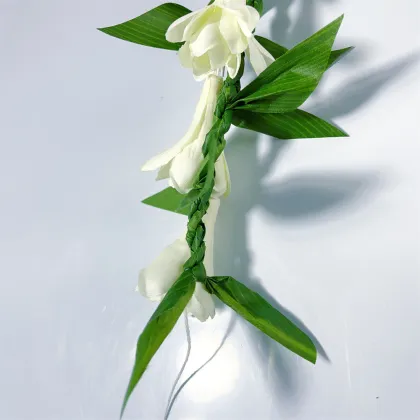 Braided Ti Leaves Lei Twisted with Tuberose Lei