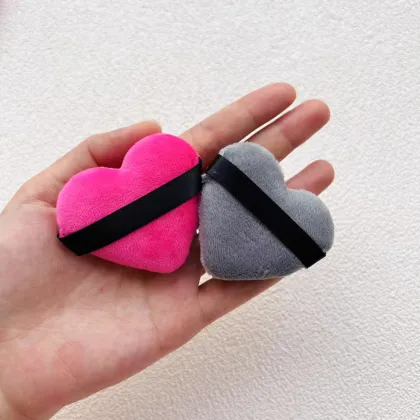 Red Pink Heart Shape Body Powder Puff Loose Powder Container
