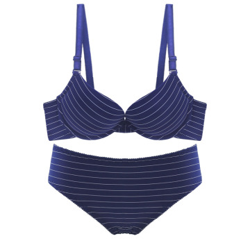 Sexy Push-Up Frontless Bra Set: New Design Cheap Underwear for Girls in Striped Sizes