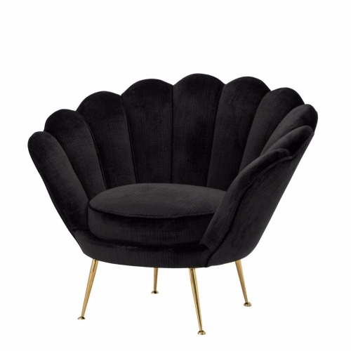 Lengan Mewah Singe Sofa Black Velvet Lounge Chair