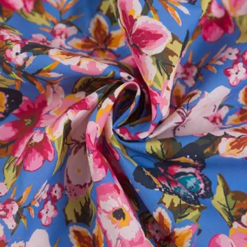 Tencel Cotton Fabric 30% Tencel 70% Cotton Big Flower Print for Women's Dress