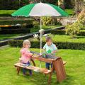 Wooden Bench with Sandbox Removable Outdoor Picnic Table