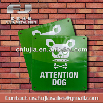 attention dog warning metal sign