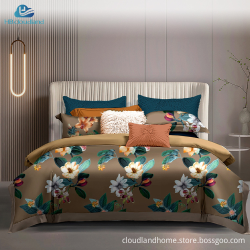 Cloudland Doria Printed Designer Cotton Bed Sheet Set Queen Size 3 Pieces