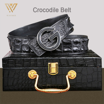 Men's Genuine Leather Belt with Smooth Buckle - Trendy Alligator Pattern for Young Professionals