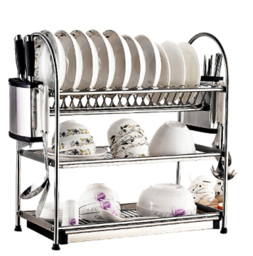 Stainless Steel Freestanding 3-Tier Dish Drying Rack - Rust-Resistant Kitchen Organizer