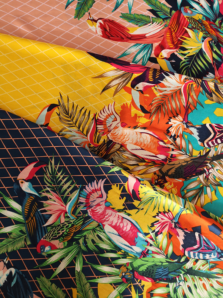 Birds Design Rayon Challis 32S Printing Fabric