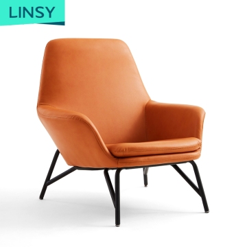 Linsy Luxury Nordic Relax Genuine Leather Armchair with Ottoman
