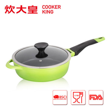 28cm die casting aluminium non-stick deep Fry Pan with green graduated color
