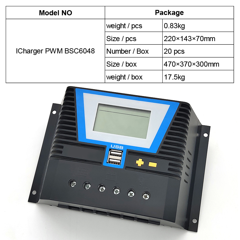 PWM Solar Controller 20A Solar Charger Controller Panel 24V USB Output 5V/2A ×2 Auto Backlight LiFePO4 lithium Battery