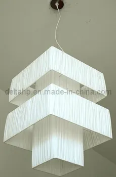 Modern Art Hanging Lamp with Two Stage of White Wrinkled Fabric Shade (C5006032)
