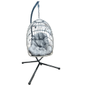 Silla tipo huevo colgante para exteriores con cojín gris