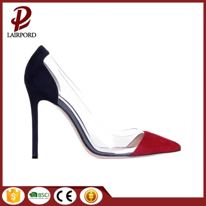 sexy elegant red leather pvc stitching shoes