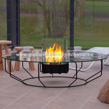 Coffee table, with a fireplace by planika fires