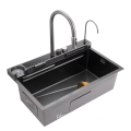 High-Quality Stainless Steel Kitchen Sink Organizer with LED Faucet and Cup Rinsing Feature