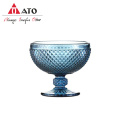 ATO Machine Embossed Glass Tumbler Blue Drinking Glass