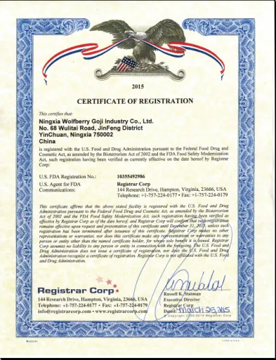 FDA Certified Hot sale chinese organic wolfberry