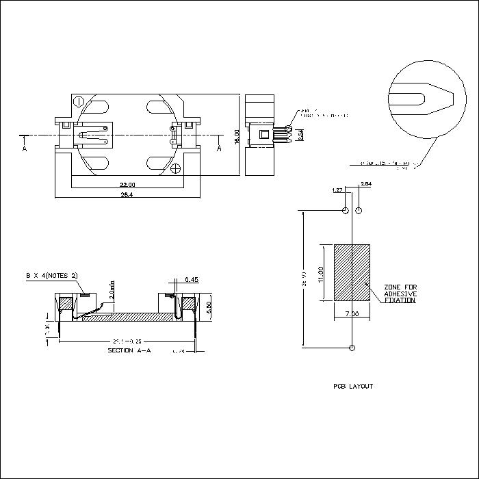 Coin Cell Holders FOR CR2032A BT-S-SN-R-CR2032A