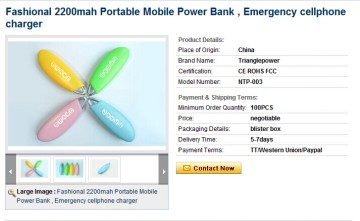 Mini colorful Portable Mobile Power Bank 2200mAh external Battery Charger