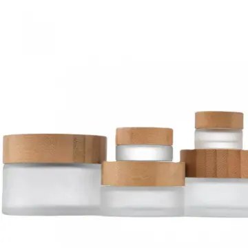 Frosted Glass Jar Bamboo Cap