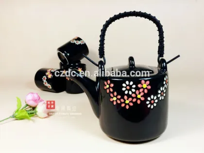 black stoneware tea set