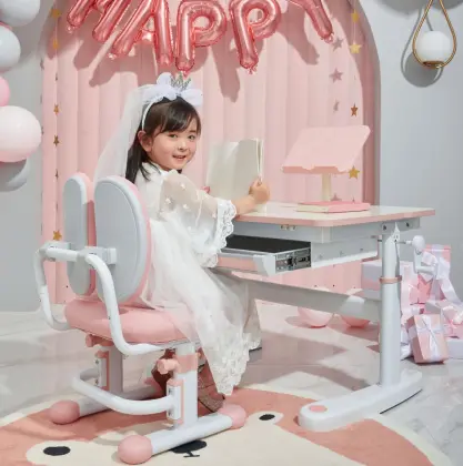 Height adjustable children furniture study table and chair