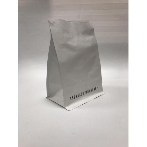 Bolsa de café de papel Kraft blanco