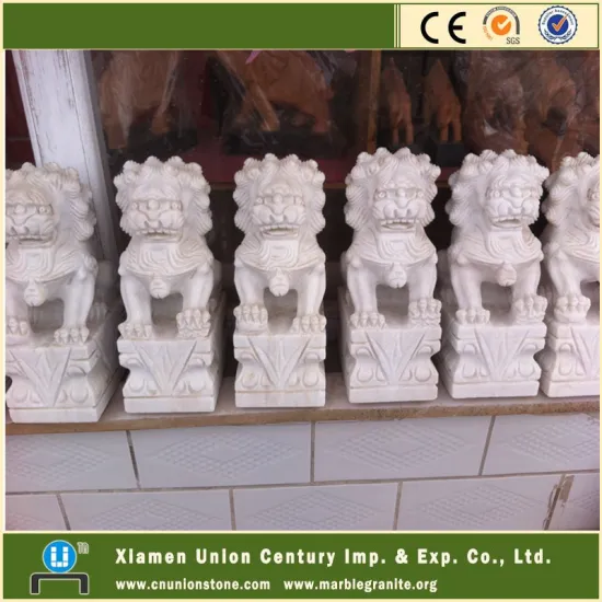 White Marble Lion Statues