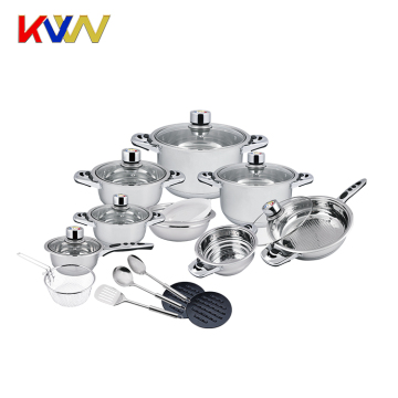 China Factory 21 Piece Professional Platinum Stainless Steel Memasak Set