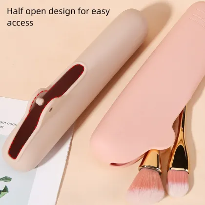 Customizable BPA-Free Portable Travel Makeup Bag: Durable Silicone Makeup Brush Case for Cosmetics
