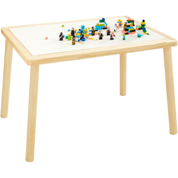 Modern Eco-friendly Solid Wood Writing Desk with Storage, Toys & Desk Stool Set for Kids in Living Room