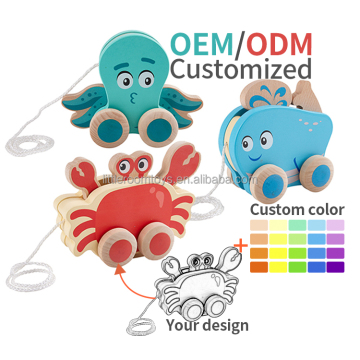 Cartoon Squid Game Animal Shape Push Pull Educational Toy for Babies