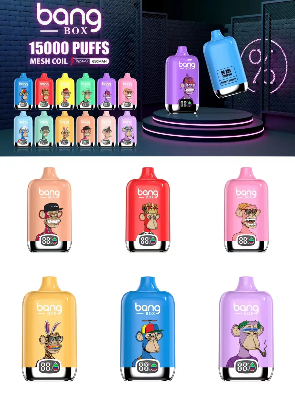 Vape dùng một lần của Bang Bang Digital Hộp 15000 Puffs