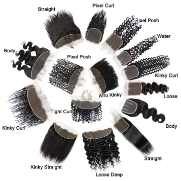 Various textures of human hair closures and frontals