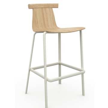 Hot Selling Cafe Furniture: Plywood Bent Wood Bar Stools with Backrest and Metal Legs