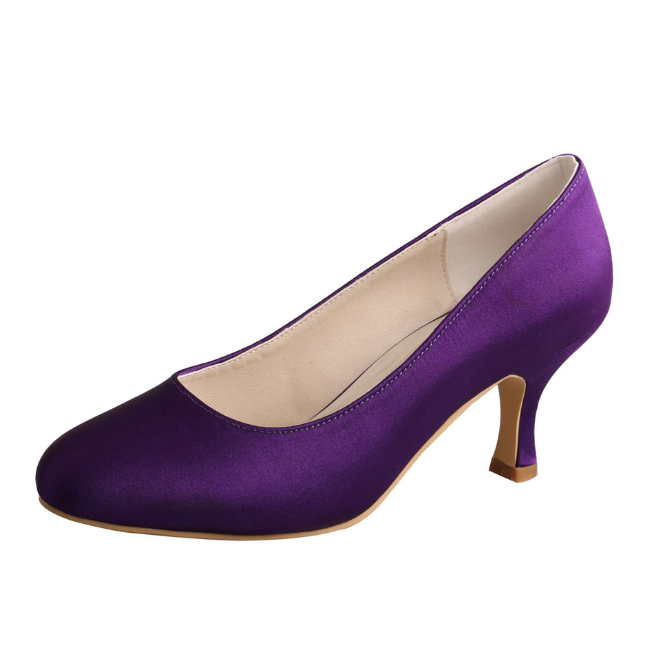 purple satin shoes