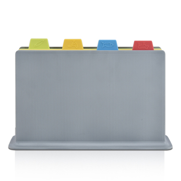 4-PCS Multi-Function Household Plastic Cutting Board Set with Storage Stand for Meat and Vegetables