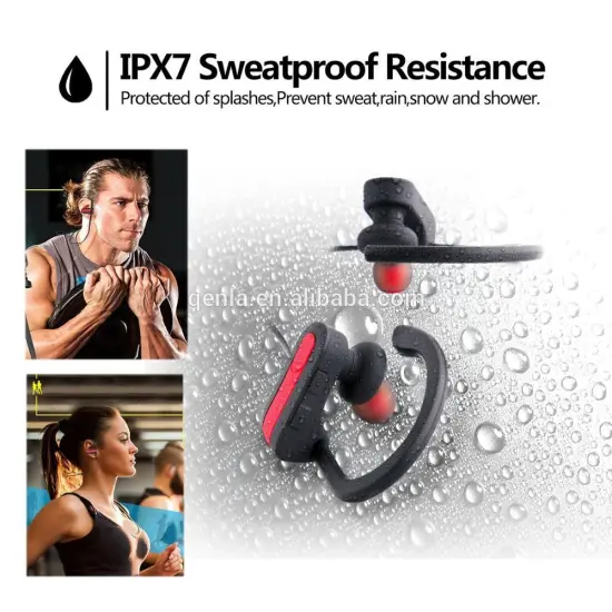 Headphones Sports Wireless In Ear Headset Hi Stereo Earbuds with Mic Bass Volume Control Noise Isolating Waterproof IPX4