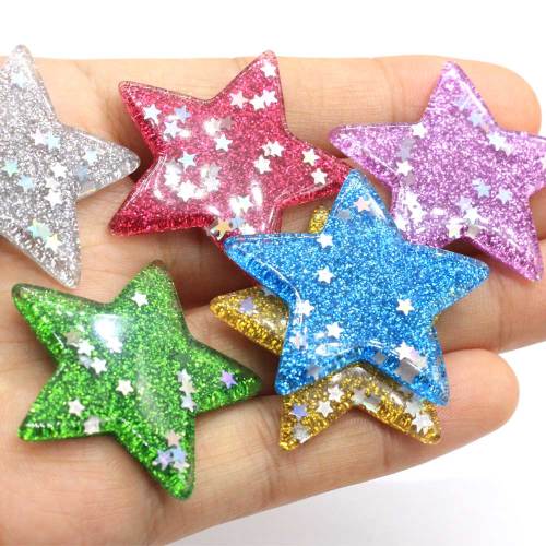 Hottest Resin Flatback Pentagram Bead Cabochon Glitter Five-pointed Star Diy Deco Party Wedding Decoration Jewelry Making Shop