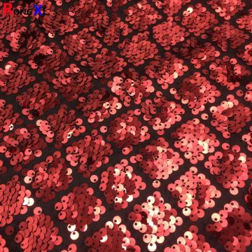 Impresión sublim de tela de lentejuelas roja multifuncional de 5 mm