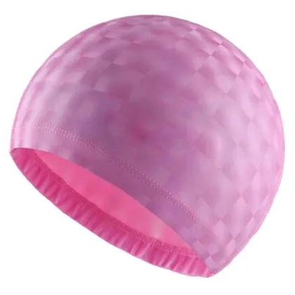 Pu Coating Fabric Waterproof Ear Long Hair Protection Thin Purple Swim Cap