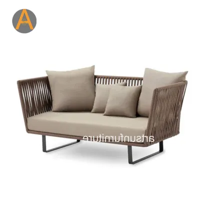 Rope Sofa Double Seat Patio Garden Aluminum Sofa